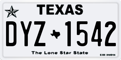 TX license plate DYZ1542