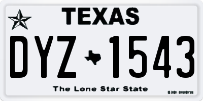 TX license plate DYZ1543