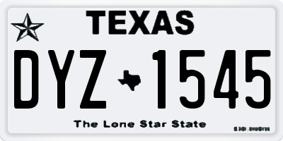 TX license plate DYZ1545