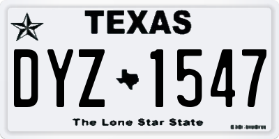 TX license plate DYZ1547