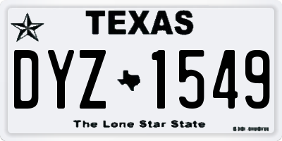 TX license plate DYZ1549