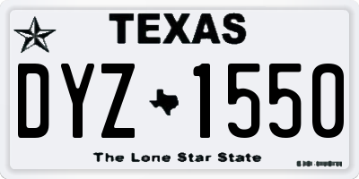 TX license plate DYZ1550