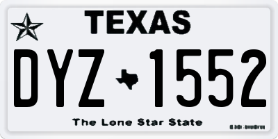 TX license plate DYZ1552