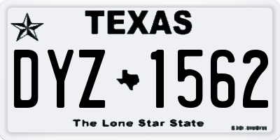 TX license plate DYZ1562