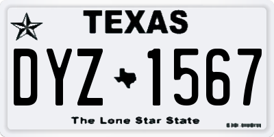 TX license plate DYZ1567