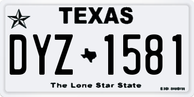 TX license plate DYZ1581