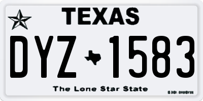 TX license plate DYZ1583