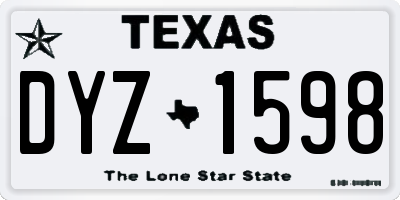 TX license plate DYZ1598