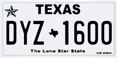TX license plate DYZ1600