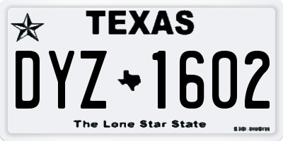 TX license plate DYZ1602