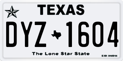 TX license plate DYZ1604