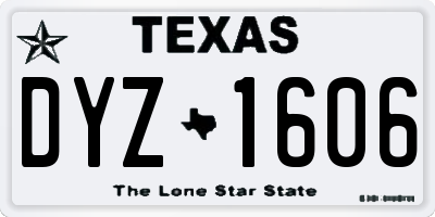TX license plate DYZ1606
