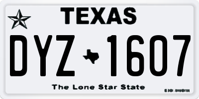 TX license plate DYZ1607