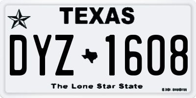 TX license plate DYZ1608