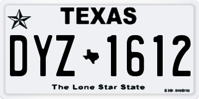 TX license plate DYZ1612
