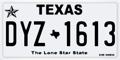 TX license plate DYZ1613