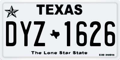 TX license plate DYZ1626