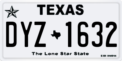 TX license plate DYZ1632