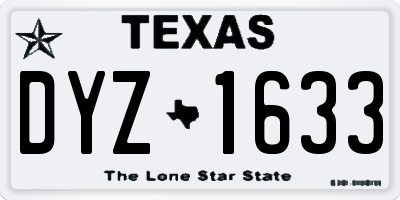 TX license plate DYZ1633