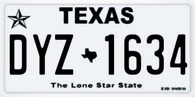 TX license plate DYZ1634