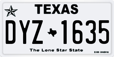TX license plate DYZ1635