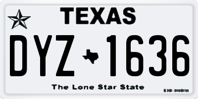 TX license plate DYZ1636