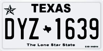 TX license plate DYZ1639