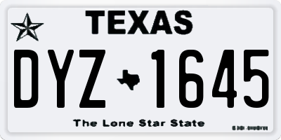 TX license plate DYZ1645