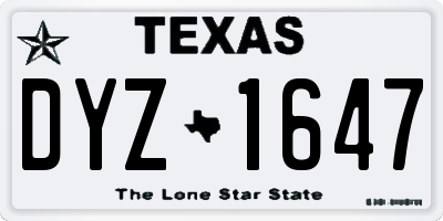 TX license plate DYZ1647