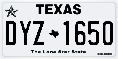TX license plate DYZ1650
