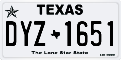 TX license plate DYZ1651