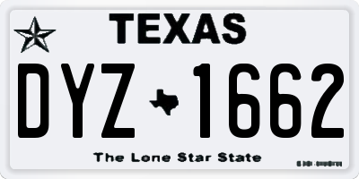 TX license plate DYZ1662