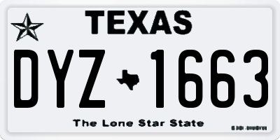 TX license plate DYZ1663