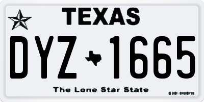 TX license plate DYZ1665