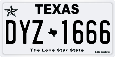 TX license plate DYZ1666