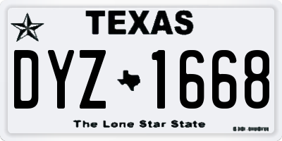TX license plate DYZ1668