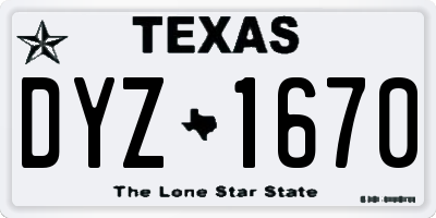 TX license plate DYZ1670