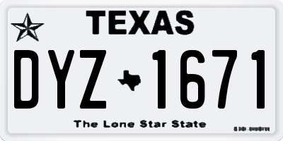 TX license plate DYZ1671