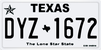 TX license plate DYZ1672