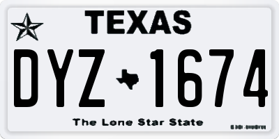 TX license plate DYZ1674