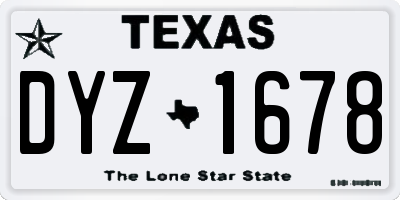 TX license plate DYZ1678
