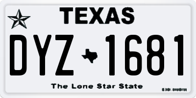 TX license plate DYZ1681