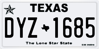 TX license plate DYZ1685