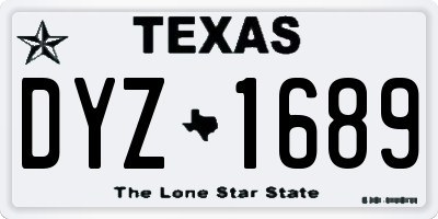 TX license plate DYZ1689
