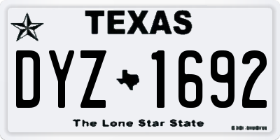 TX license plate DYZ1692