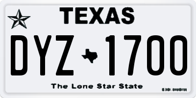 TX license plate DYZ1700