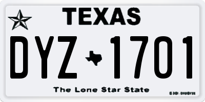 TX license plate DYZ1701