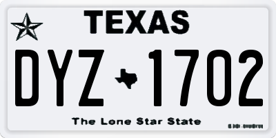 TX license plate DYZ1702