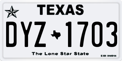 TX license plate DYZ1703