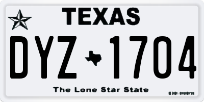 TX license plate DYZ1704